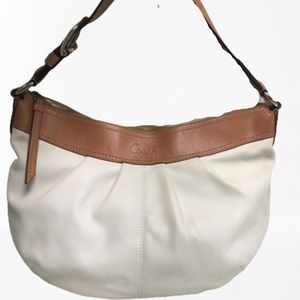 Beautiful Coach White and Brown Leather shoulder Bag purse